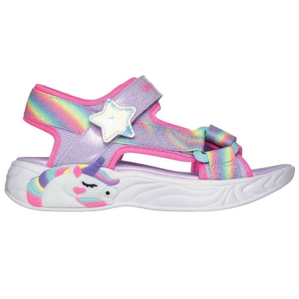 Skechers Girls Unicorn Flashing Lights Flat Sandals / Lavender